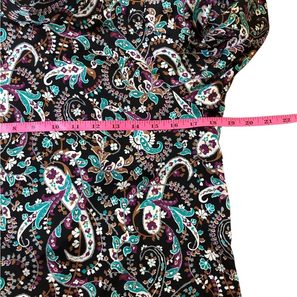 Ann Taylor Petite Paisley Mock Tie Neck Puff Sleeve Top size XSP - Picture 8 of 9